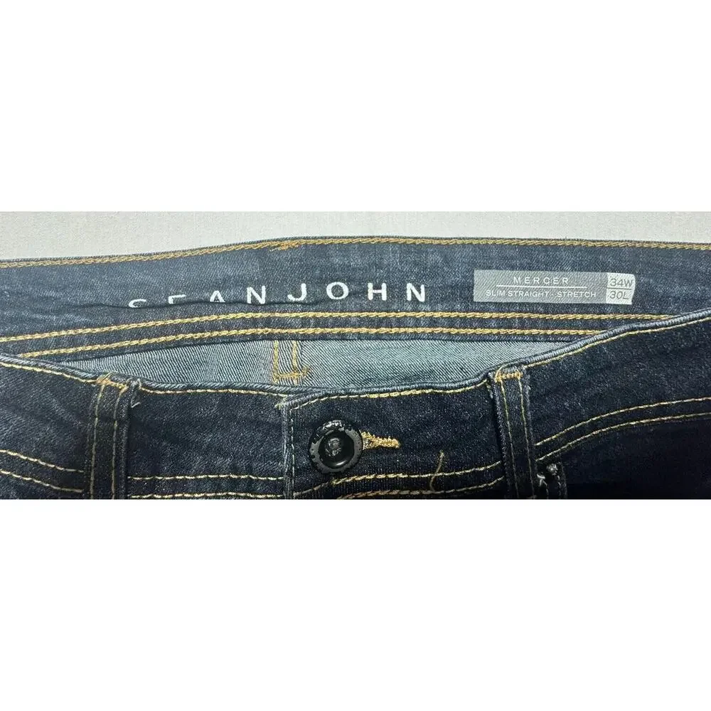 Sean John Mercer Slim Straight Stretch Dark Wash Jeans - Size 34x30*